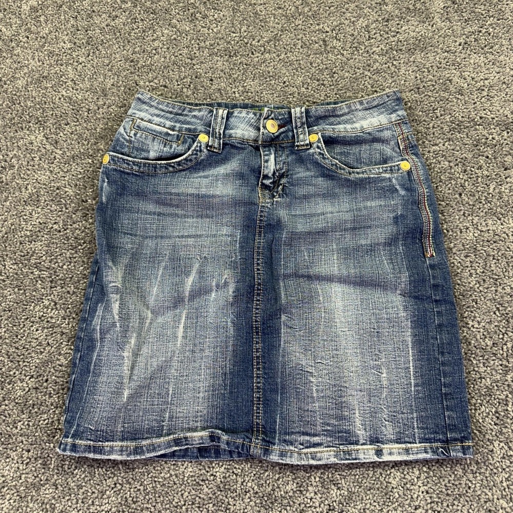 Hydraulic Skirt Womens 5/6 Blue Denim Straight Short Casual Pockets City